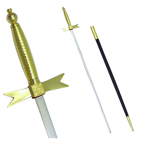 Knights Templar Commandery Sword - with Gold Hilt and Black Scabbard