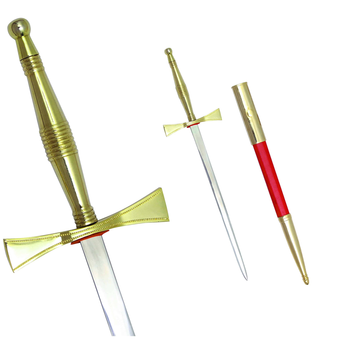 Masonic Dagger -  Gold Hilt and Red Scabbard