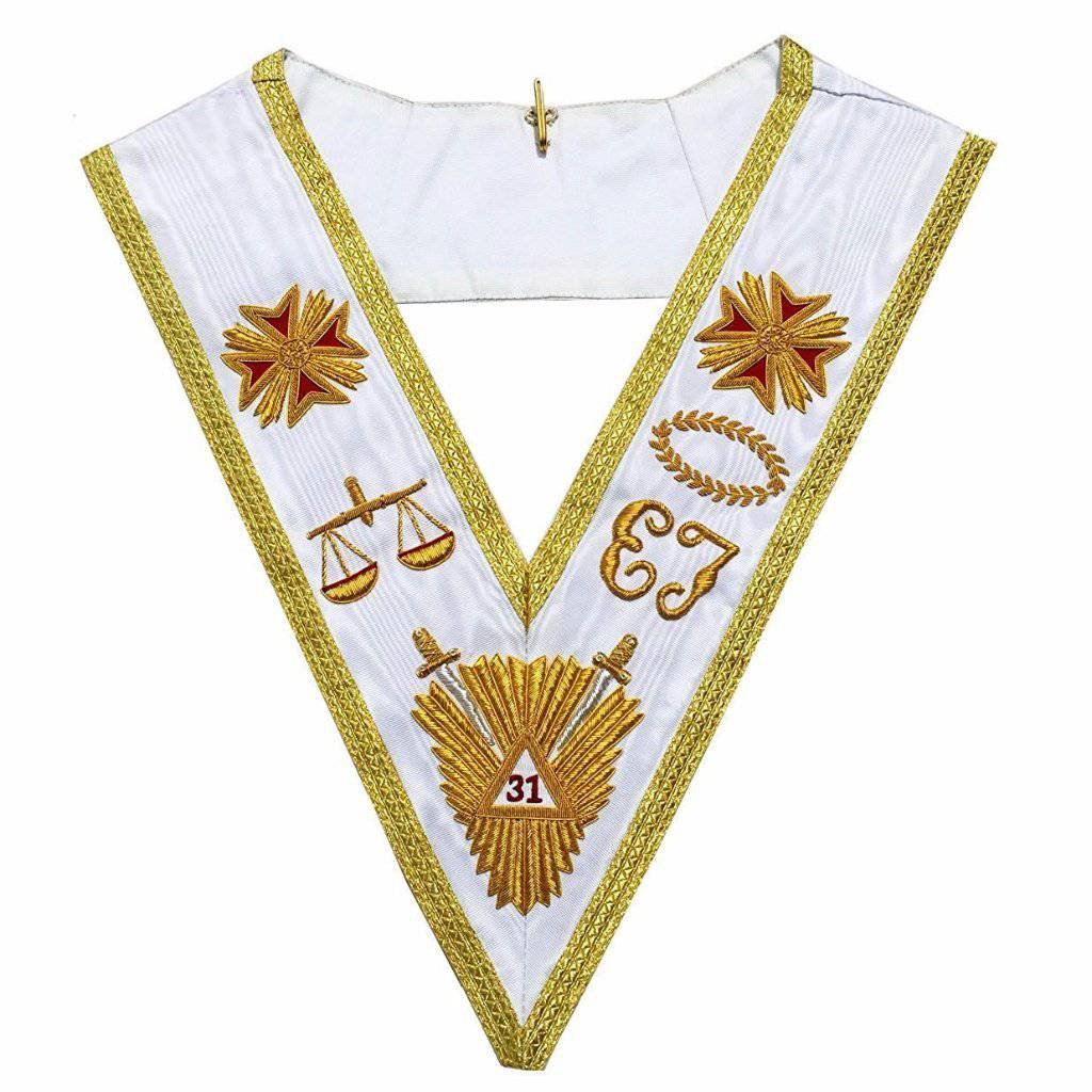 31st Degree Scottish Rite Collar - White Moire