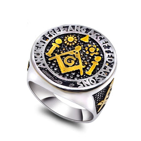 Master Mason Blue Lodge Ring - Gold Stainless Steel Free And Accepted Masons - Bricks Masons