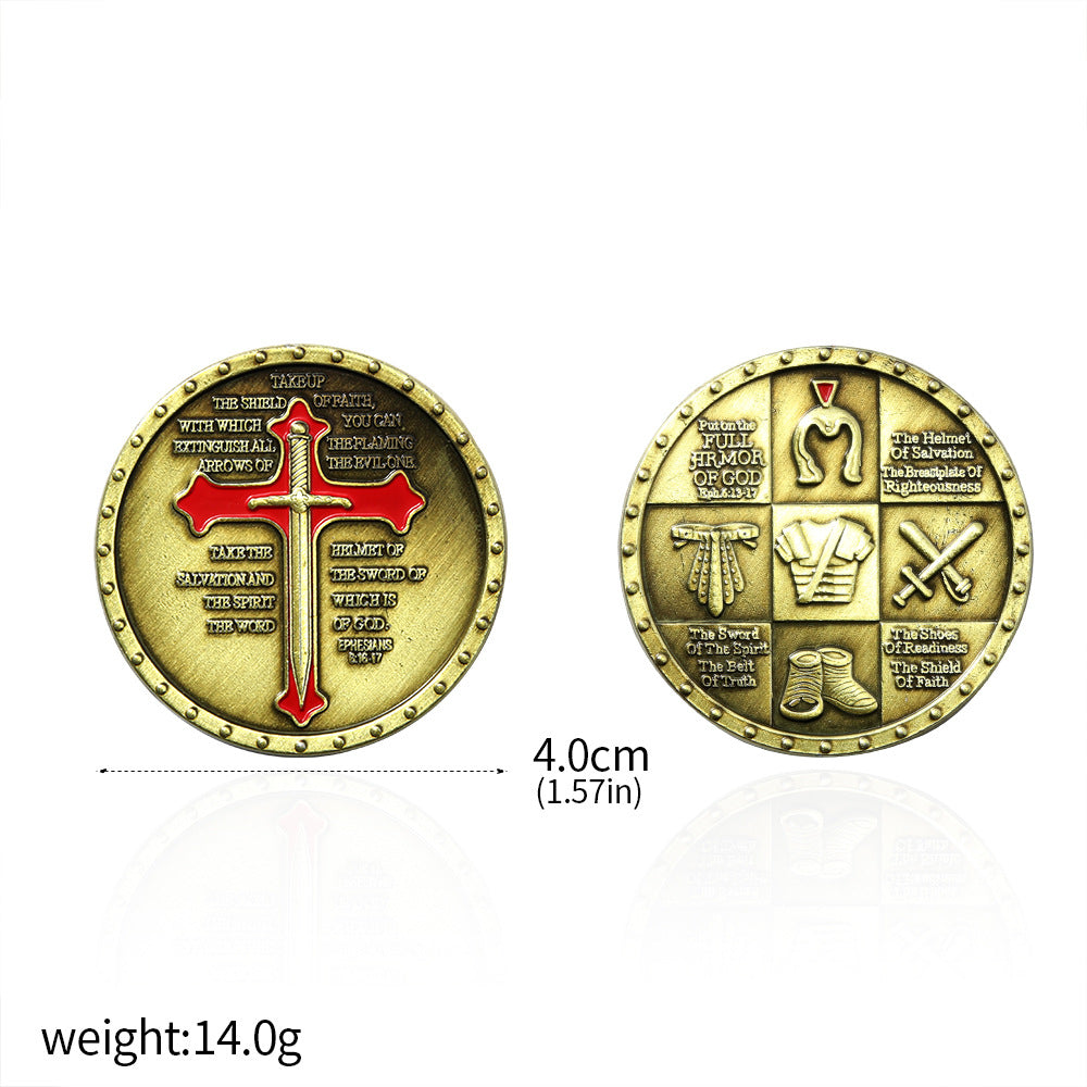 Knights Templar Commandery Coin - Gold With Red Cross - Bricks Masons