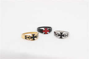 Knights Templar Commandery Ring - Cross Titanium Steel Various Colors - Bricks Masons