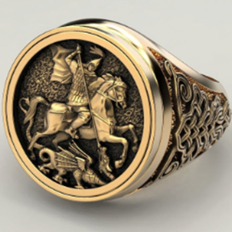 Knights Templar Commandery Ring - Gold Plated Knight - Bricks Masons