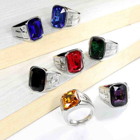 Knights Templar Commandery Ring - Various Colors & Gemstones Stainless Steel Ring - Bricks Masons