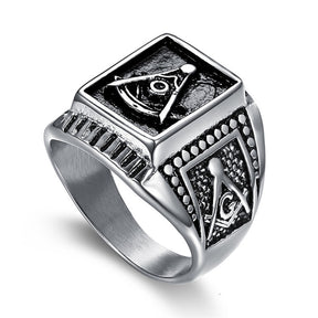 Past Master Blue Lodge Ring - Silver Titanium Steel - Bricks Masons