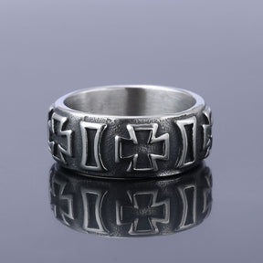 Knights Templar Commandery Ring - Cross Stainless Steel Silver & Black Ring - Bricks Masons