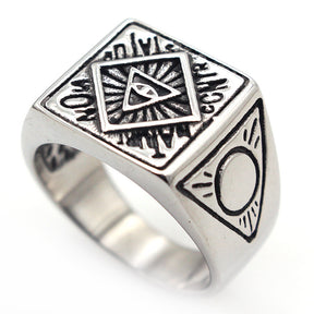 Eye Of Providence Ring - Stainless Steel All Seeing Eye - Bricks Masons