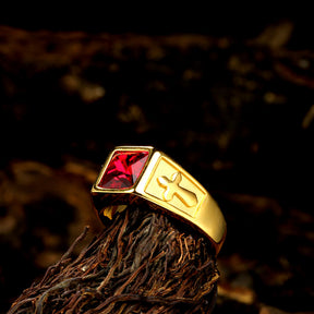 Knights Templar Commandery Ring - Silver & Gold Stainless Steel Cross Various gemstones - Bricks Masons