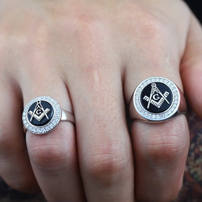 Master Mason Blue Lodge Ring - Square & Compass G Sterling Silver Ring