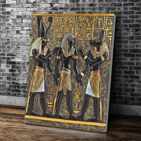 Ancient Egypt Canvas - Black Golden Ancient Egyptian Art Prints 3D Posters Pharaoh - Bricks Masons