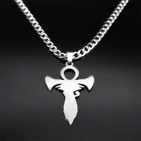 Ancient Egypt Necklace - Eye Of Horus Stainless Steel Ankh Cross - Bricks Masons