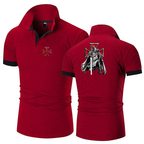 Knights Templar Commandery Polo Shirt - Red Breathable Cotton Printed Design