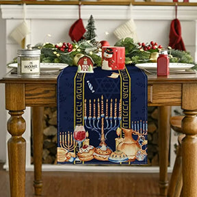 Ancient Israel Hanukkah Menorah Linen Table - Bricks Masons