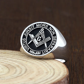 Master Mason Blue Lodge Ring - S&C G Virtus Junxit Mors Non Separabit Sterling