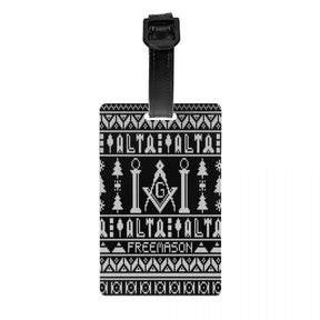 Master Mason Blue Lodge Luggage Tag -  Privacy Strap for Travel Bags - Bricks Masons