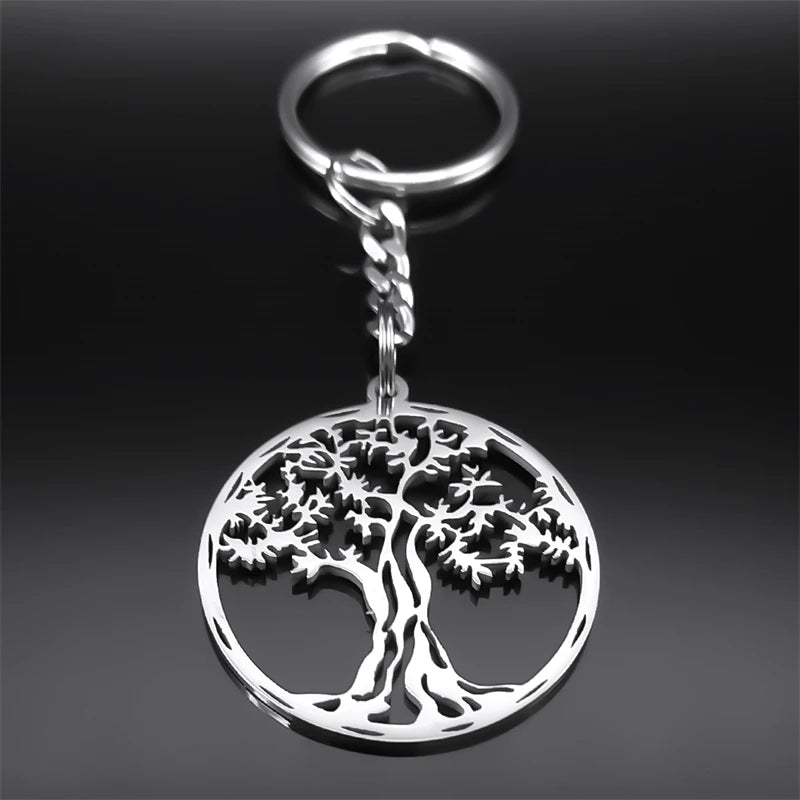 Ancient Israel Keychain - Stainless Steel Tree of Life - Bricks Masons