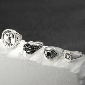Eye Of Providence Ring - Set of 4 Zinc Alloy - Bricks Masons