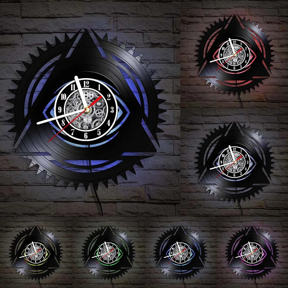 Eye Of Providence Wall Clock  - Black Color With Led Light Option - Bricks Masons