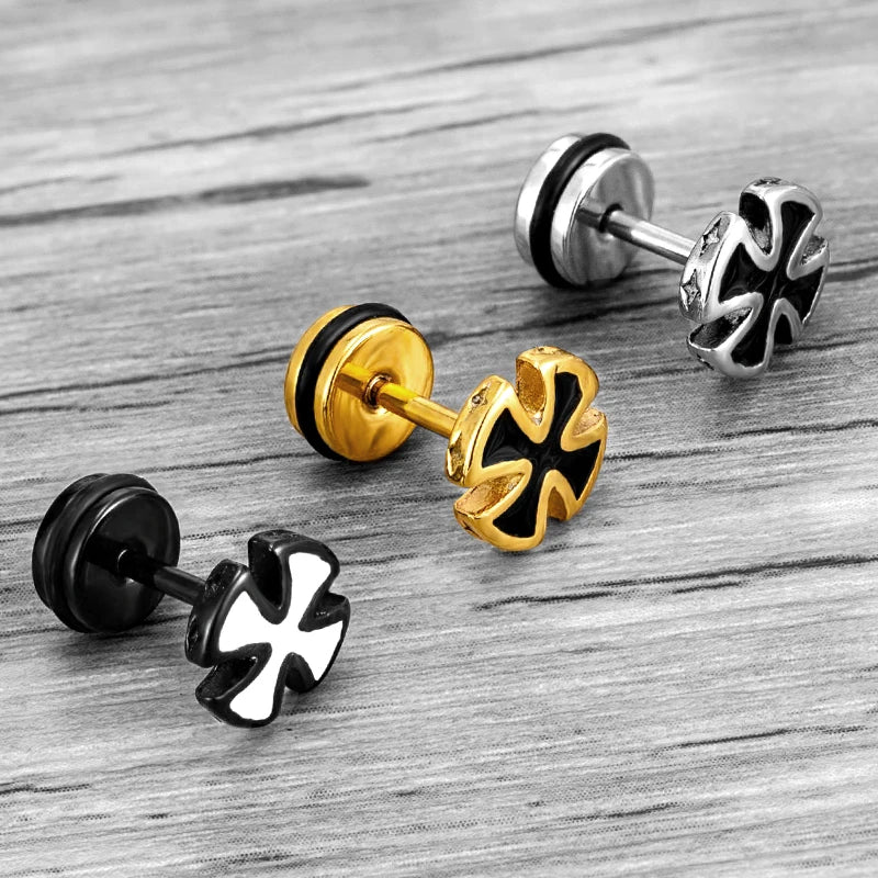 Knights Templar Commandery Earring - Stainless Steel Cross Various Colors