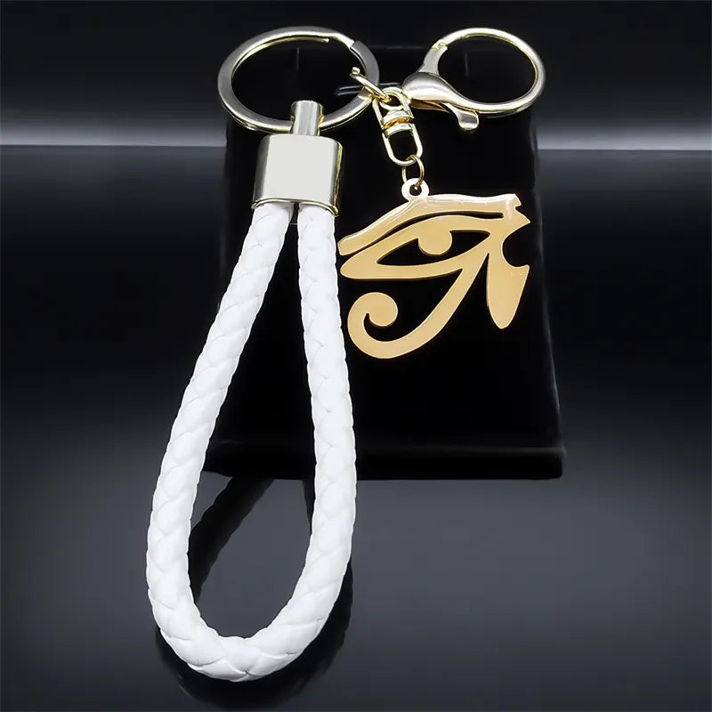 Ancient Egypt Keychain - Eye of Horus Stainless Steel Gold Pendant - Bricks Masons