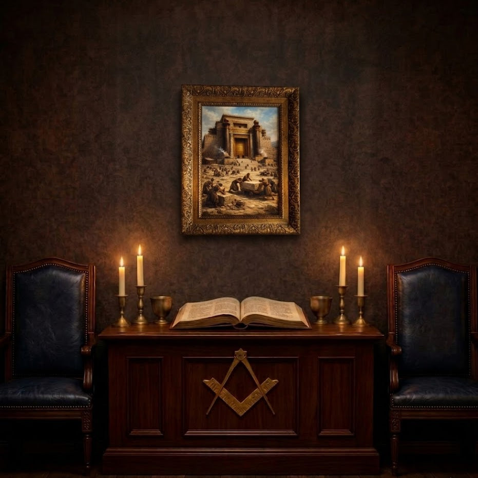 Masonic Canvas - The Building of the Temple - Bricks Masons