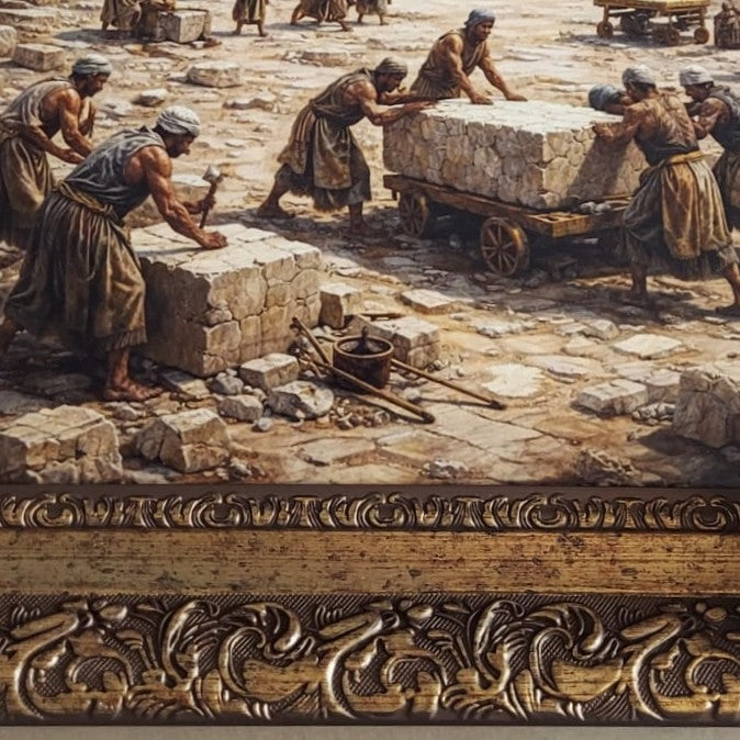 Masonic Canvas - The Building of the Temple - Bricks Masons