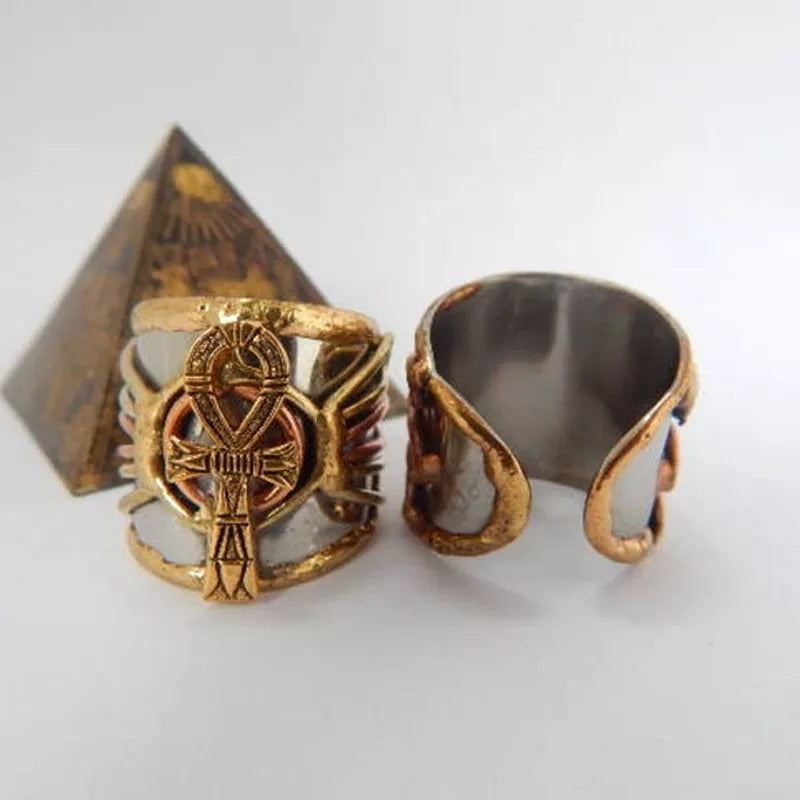 Ancient Egypt Ring - Pharaoh Ring Ankh & Maat - Bricks Masons