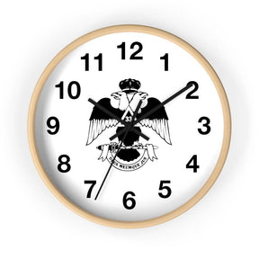 33rd Degree Scottish Rite Clock - Wings Down Wooden Frame