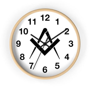 Master Mason Blue Lodge Clock - Wooden Frame Square & Compass