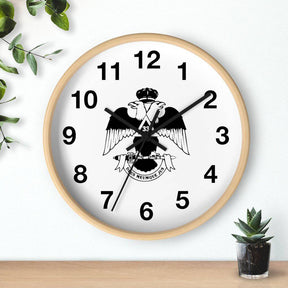 33rd Degree Scottish Rite Clock - Wings Down Wooden Frame