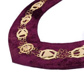 DOKO Chain Collar - Gold Plated With Burgundy Velvet - Bricks Masons