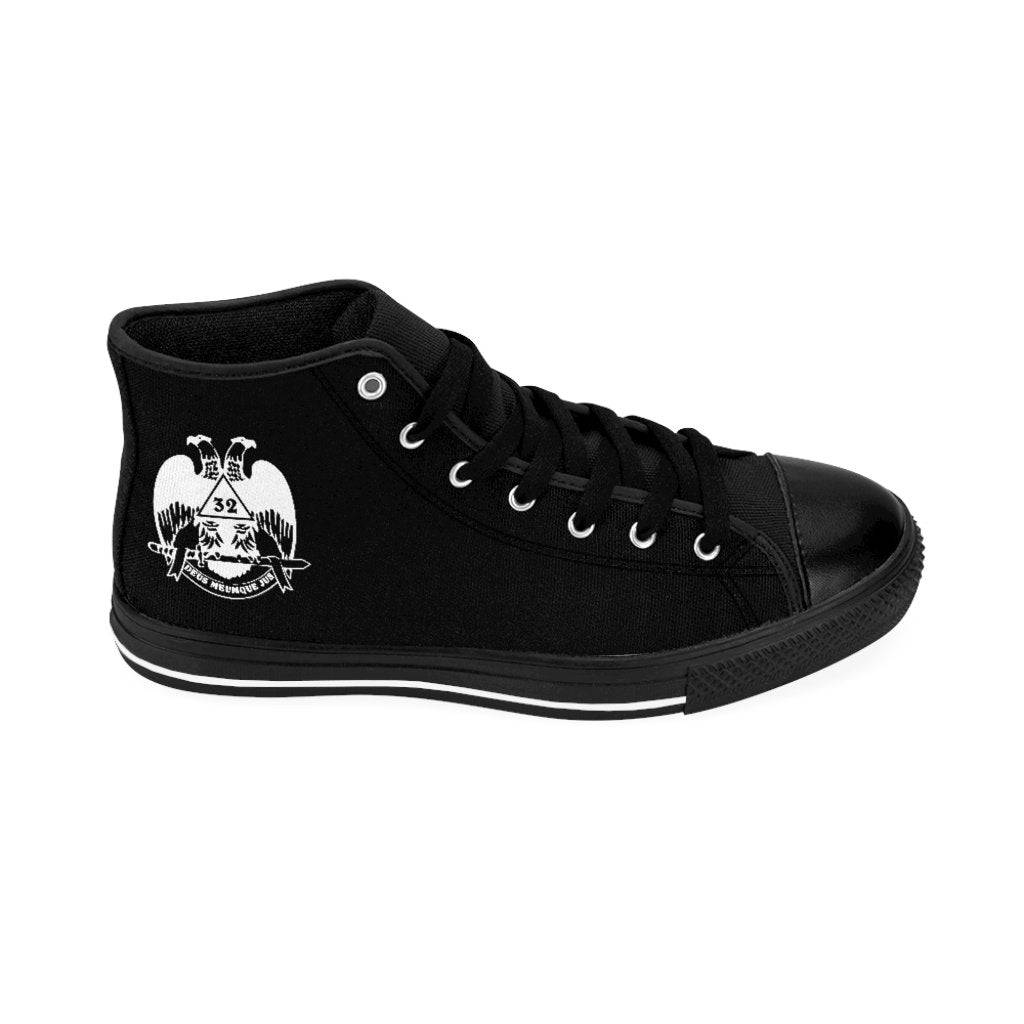 32nd Degree Scottish Rite Sneaker - Wings Down High-top Black & White