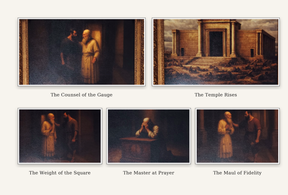 Framed Masonic Art - The Five-piece Chronological Series - Bricks Masons