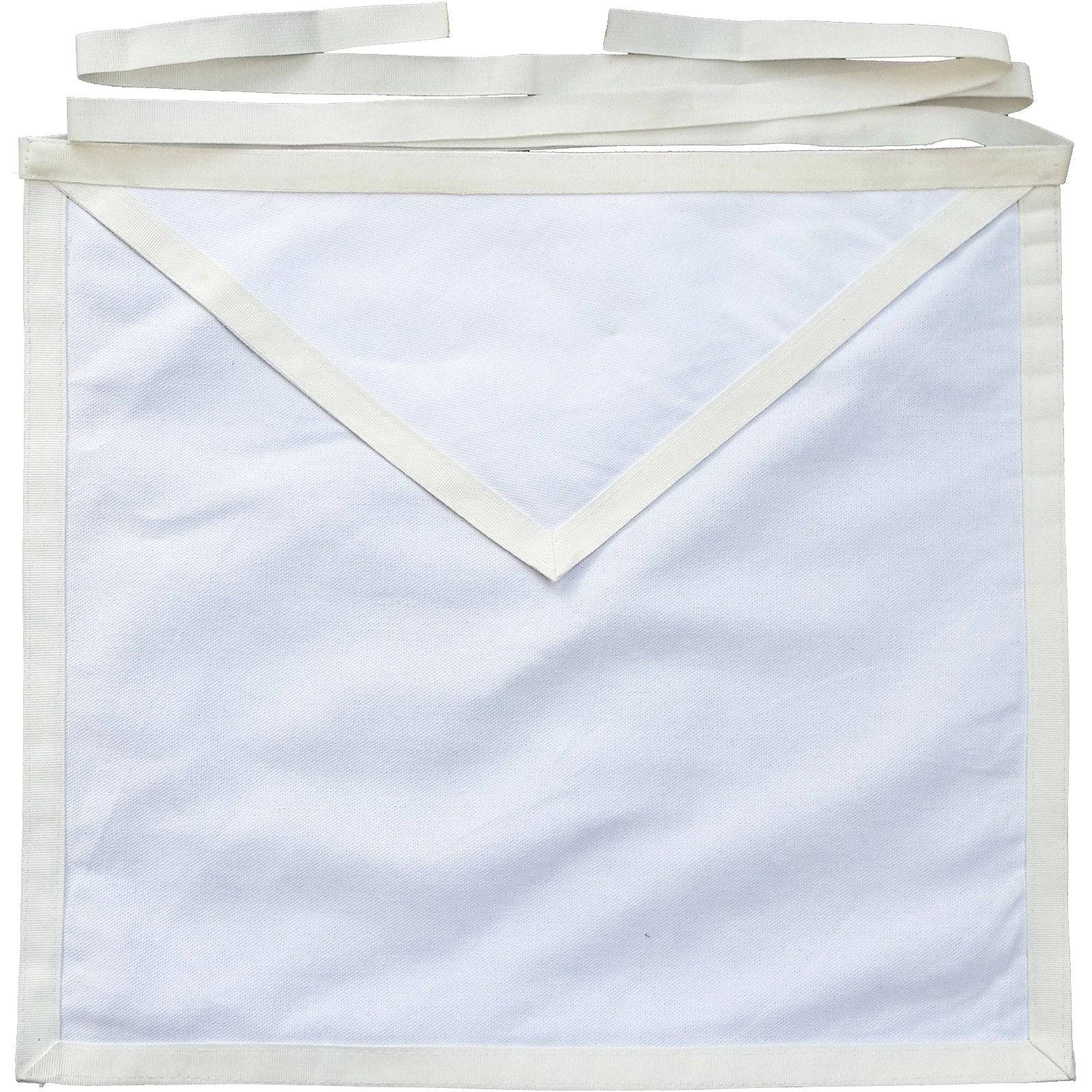 Entered Apprentice Blue Lodge Apron - All White Duck Cotton - Bricks Masons
