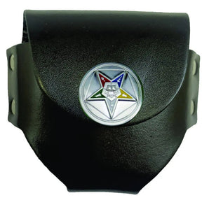 OES Snuff Can Holder - Genuine Leather & Belt Loop With Rivets - Bricks Masons