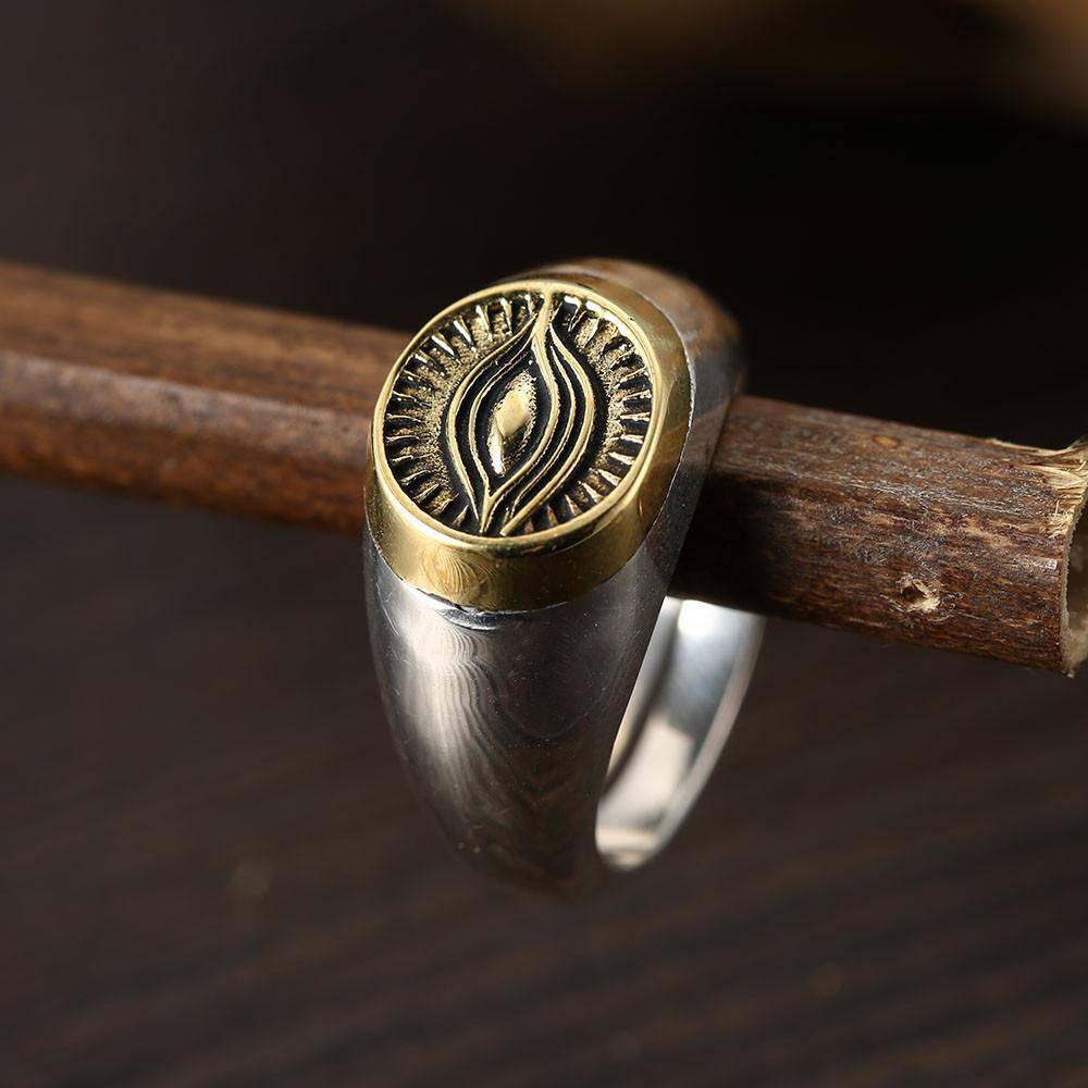 Eye Of Providence Ring - Classic Golden Eye Resizable 925 Sterling Silver - Bricks Masons