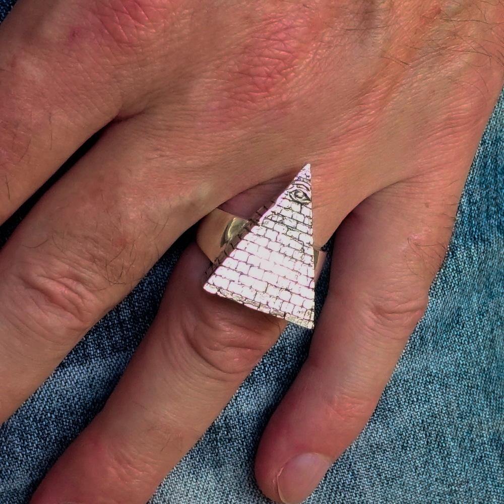 Eye Of Providence Ring - Silver All Seeing Eye Pyramid Sterling - Bricks Masons