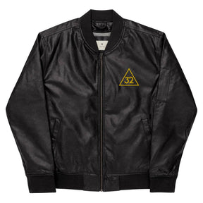 32nd Degree Scottish Rite Jacket - Leather Golden Embroidery