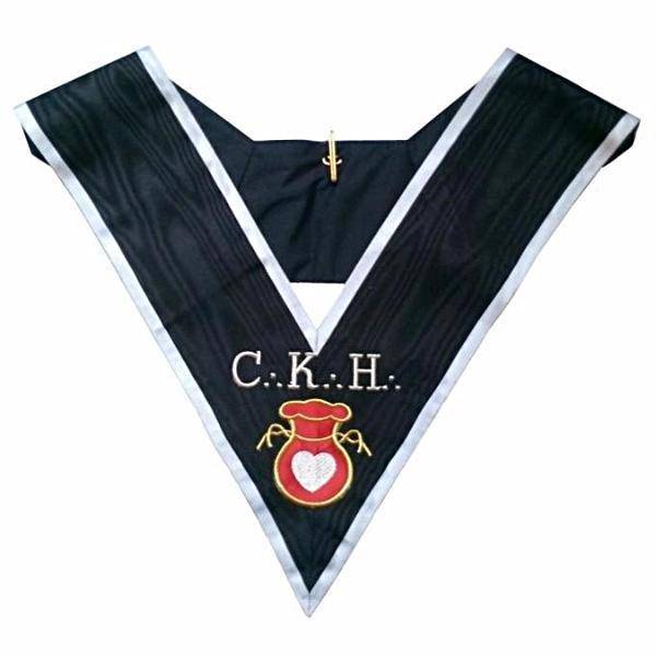 Grand Almoner 30th Degree French Collar - Black Moire with White Borders - Bricks Masons