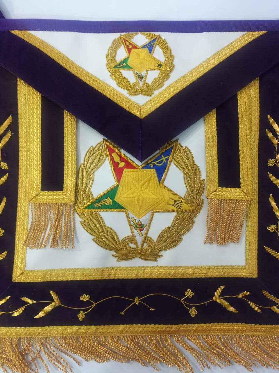 Grand Associate Patron OES Apron - Hand Embroidery - Bricks Masons