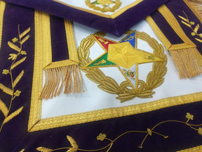 Grand Associate Patron OES Apron - Hand Embroidery - Bricks Masons