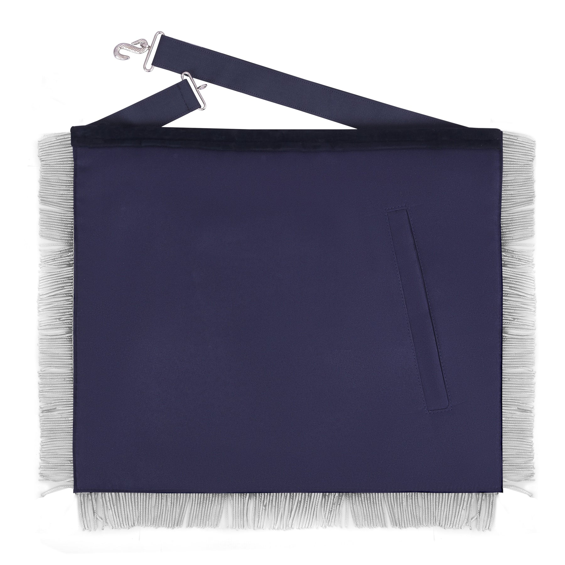 Grand Past Master Blue Lodge Apron - Blue Velvet With Silver Rayon Fringe - Bricks Masons
