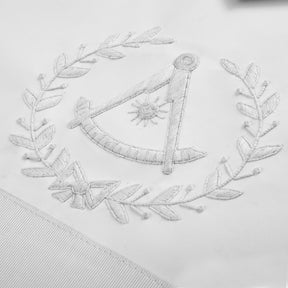 Grand Past Master Blue Lodge California Regulation Apron - White Velvet Hand Threaded Silk - Bricks Masons