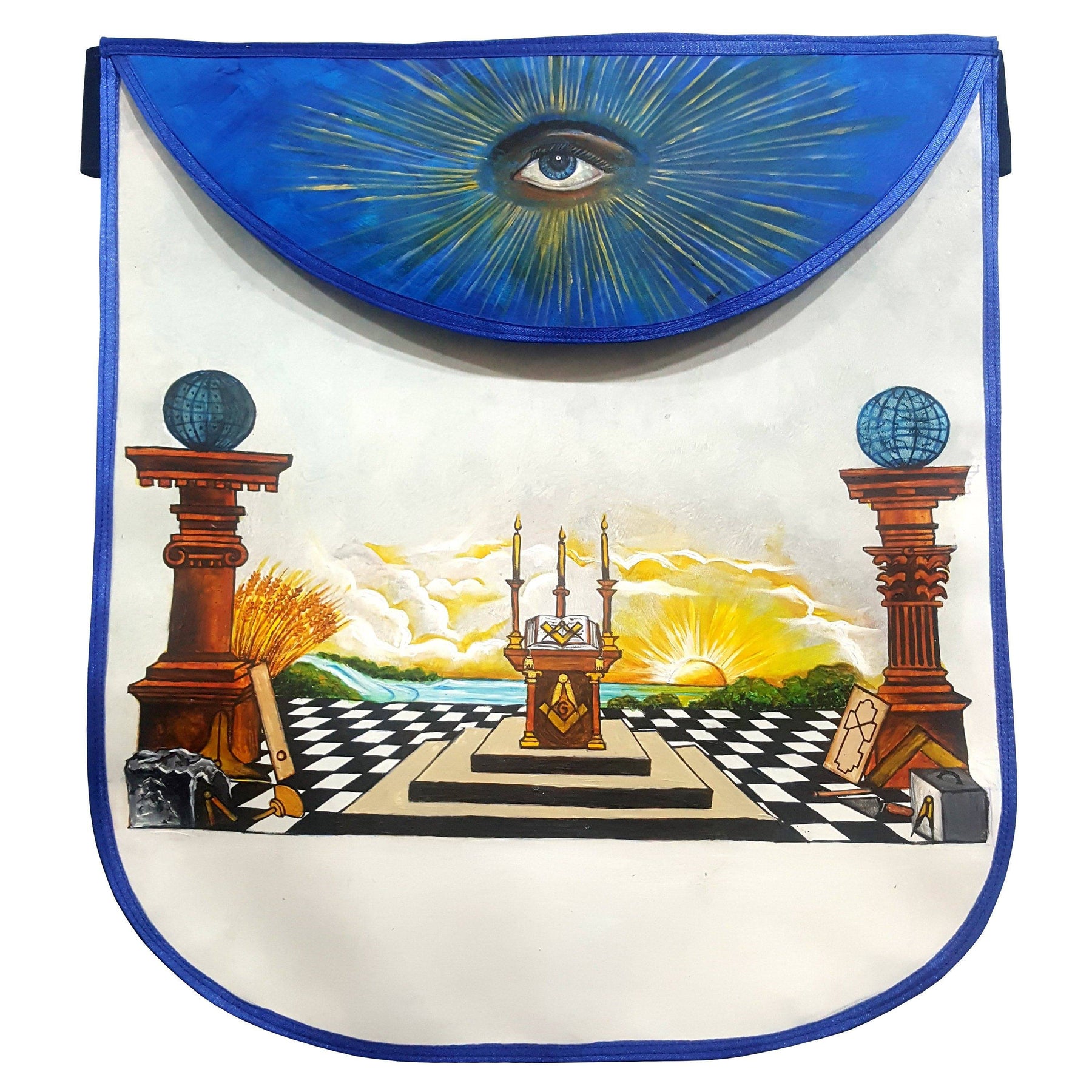 Hand-Painted Apron - Custom Scottish Rite - Bricks Masons