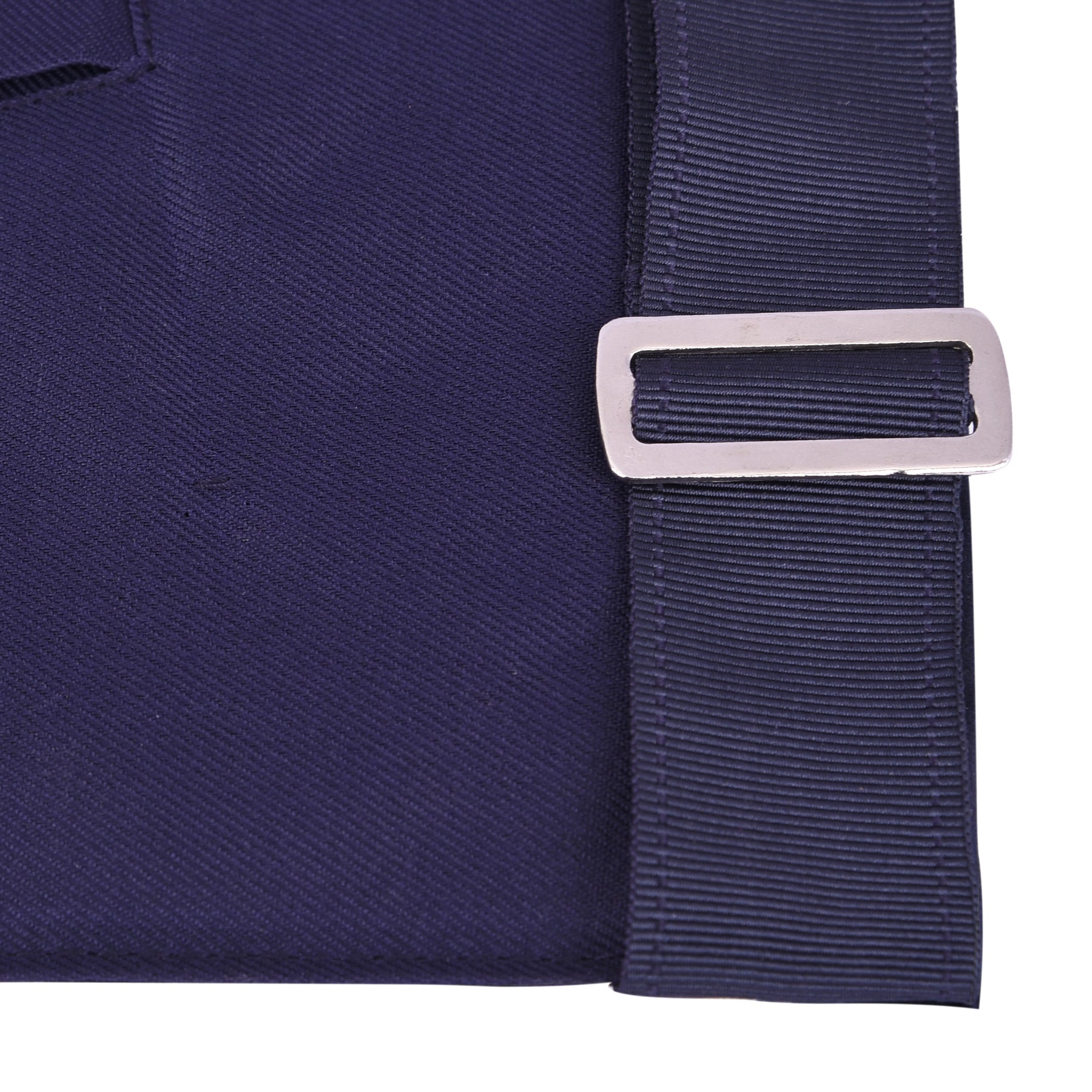 Historian Blue Lodge Officer Apron - Navy Velvet With Silver Embroidery Thread - Bricks Masons