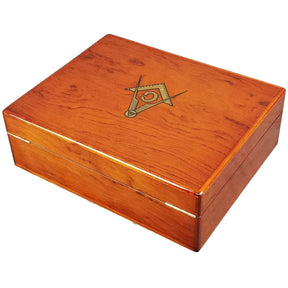 Master Mason Blue Lodge Jewelry Box - Rosewood Two-Level Storage with Lock - Bricks Masons