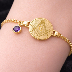 Master Mason Blue Lodge Bracelet - Various Materials & Birthstones - Bricks Masons