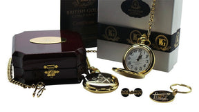 Master Mason Blue Lodge Pocket Watch - 24k Gold Keychain Full Hunter and Lapel Pin - Bricks Masons