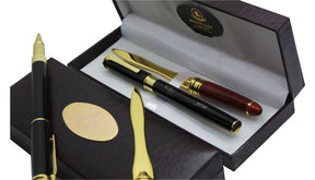 Master Mason Blue Lodge Letter Opener - 24k Gold Clad Engraved & Rollerball Pen Gift Set - Bricks Masons