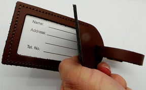 Master Mason Blue Lodge Luggage Tag - Leather Engraved & Gold Emblem - Bricks Masons